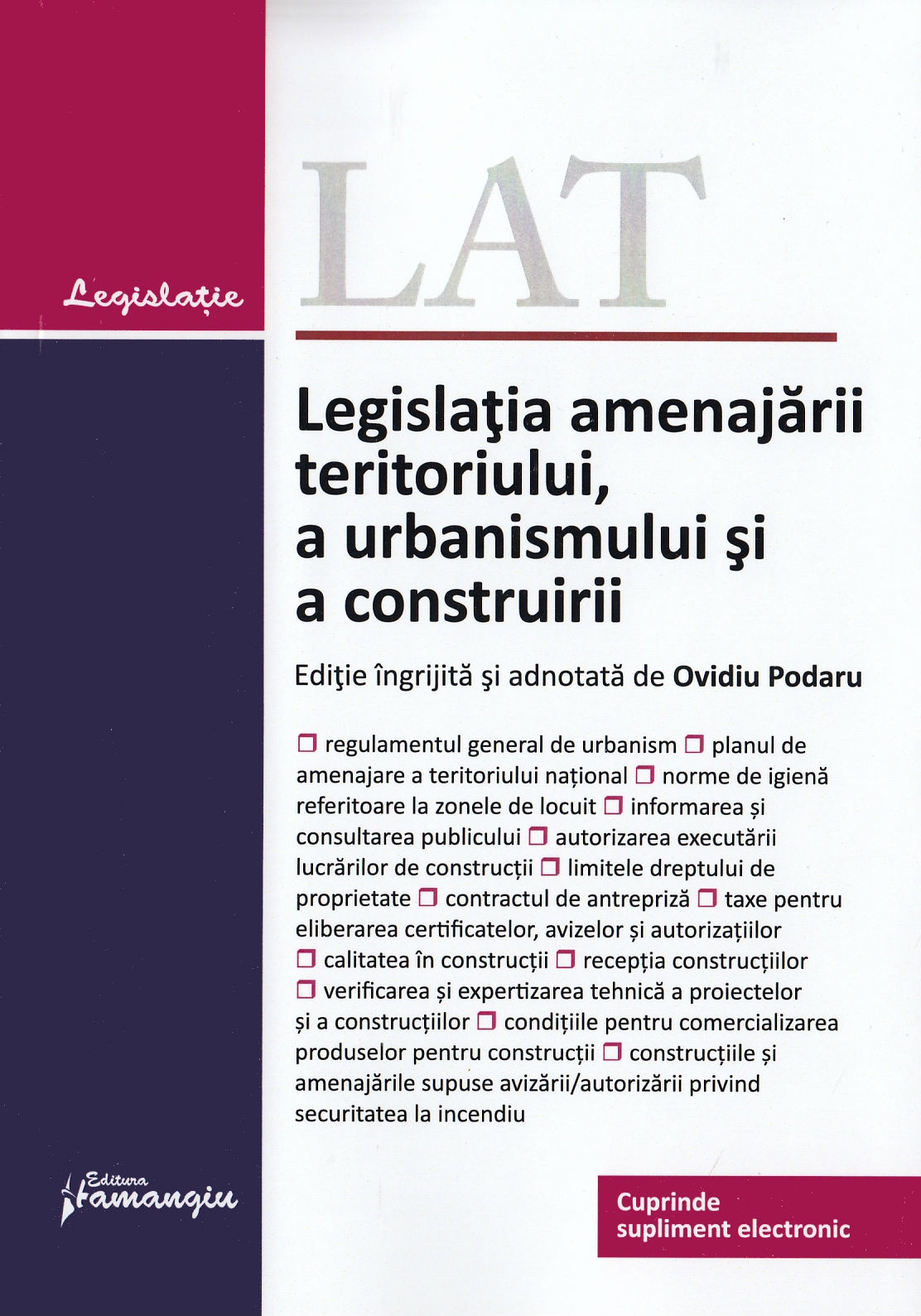 Legislatia amenajarii teritoriului, a urbanismului si a construirii Act. 06.09.2019