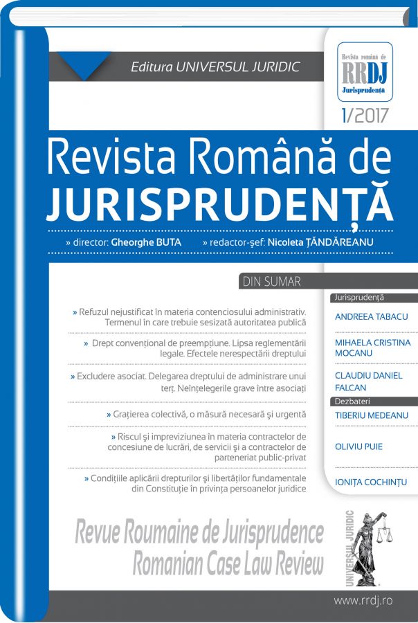 Revista romana de jurisprudenta 1 din 2017 - Gheorghe Buta, Nicoleta Tandareanu
