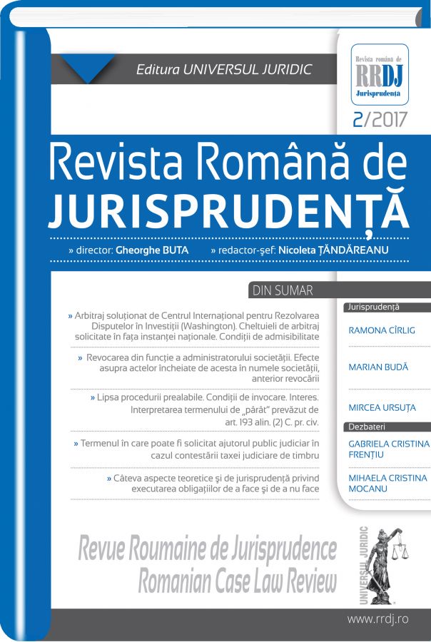 Revista romana de jurisprudenta 2 din 2017 - Gheorghe Buta, Nicoleta Tandareanu