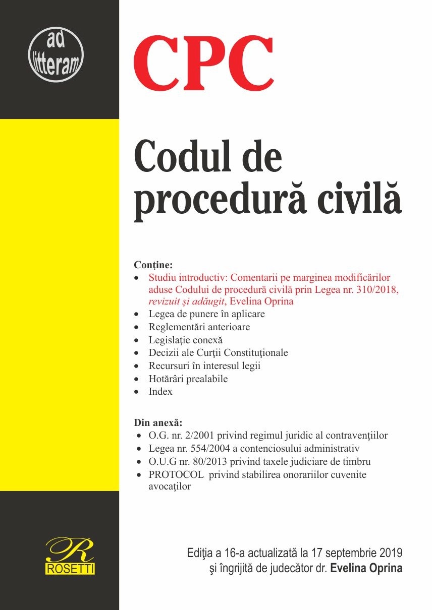 Codul de procedura civila. Act. 17 septembrie 2019