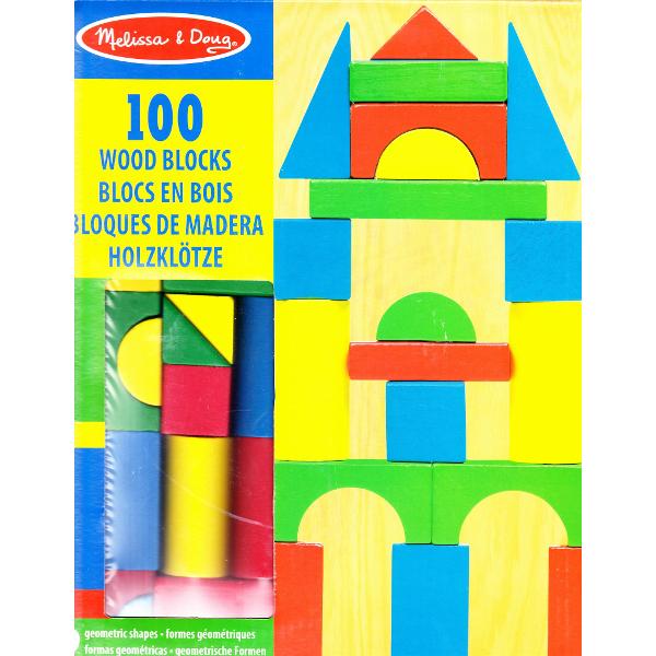 100 Wood blocks. Cuburi din lemn colorate