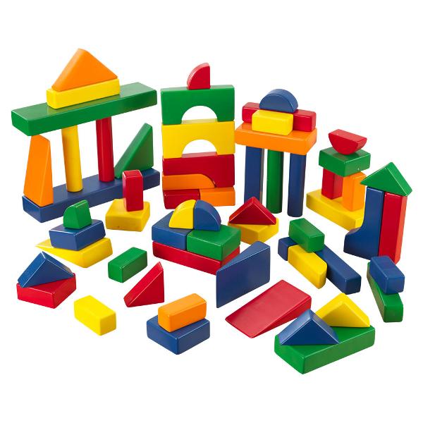 100 Wood blocks. Cuburi din lemn colorate