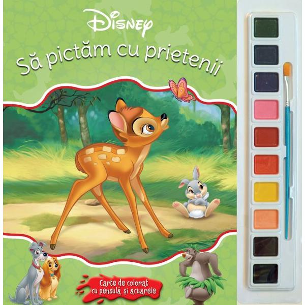 Sa pictam cu prietenii - Carte de colorat cu pensula si acuarele