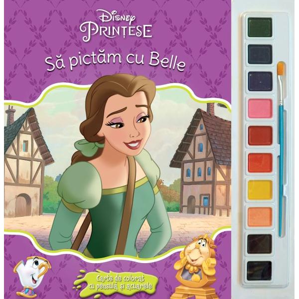 Sa pictam cu Belle - Carte de colorat cu pensula si acuarele