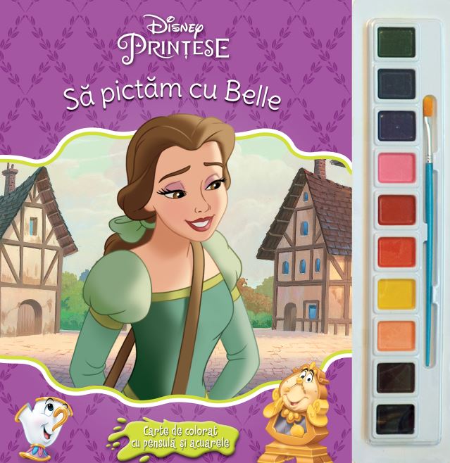 Sa pictam cu Belle - Carte de colorat cu pensula si acuarele