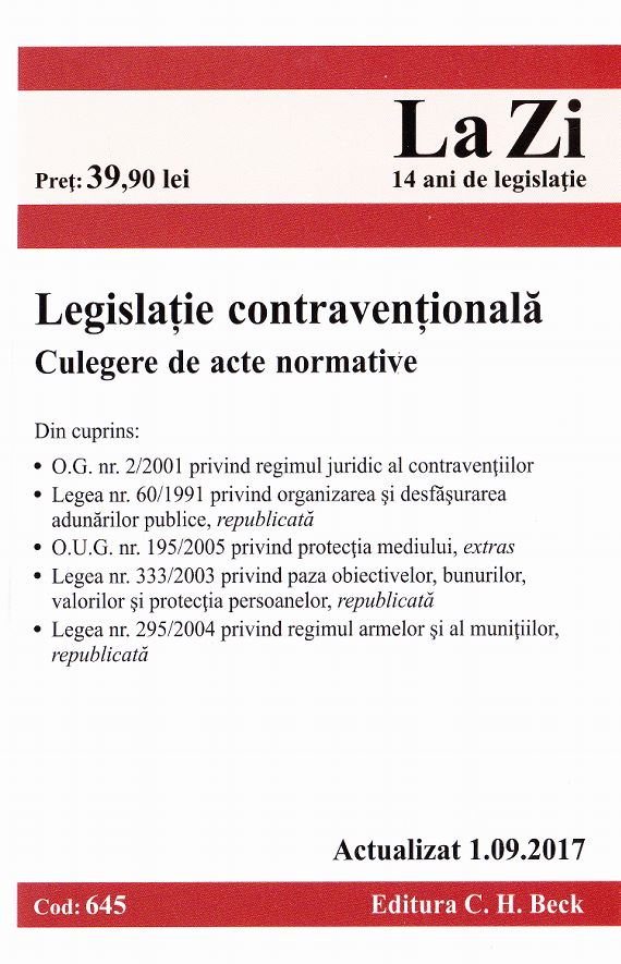 Legislatie contraventionala act. 1.09.2017