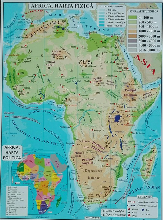 Africa + Australia - Harta Fizica A3