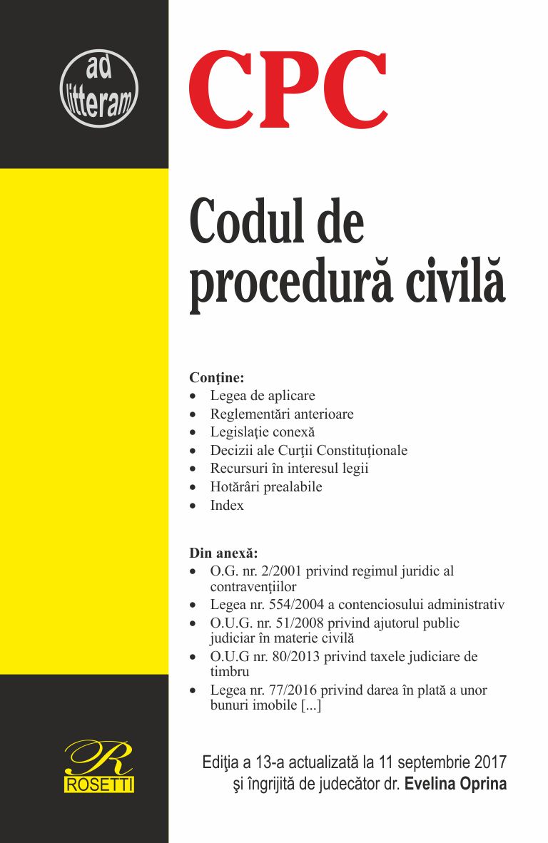 Codul de procedura civila act. 11 Septembrie 2017