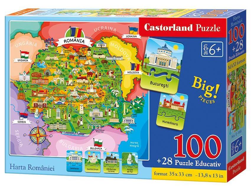 Puzzle 100 Educativ, Harta Romaniei