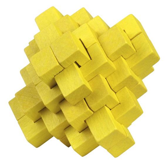 Puzzle logic din lemn: Cub galben