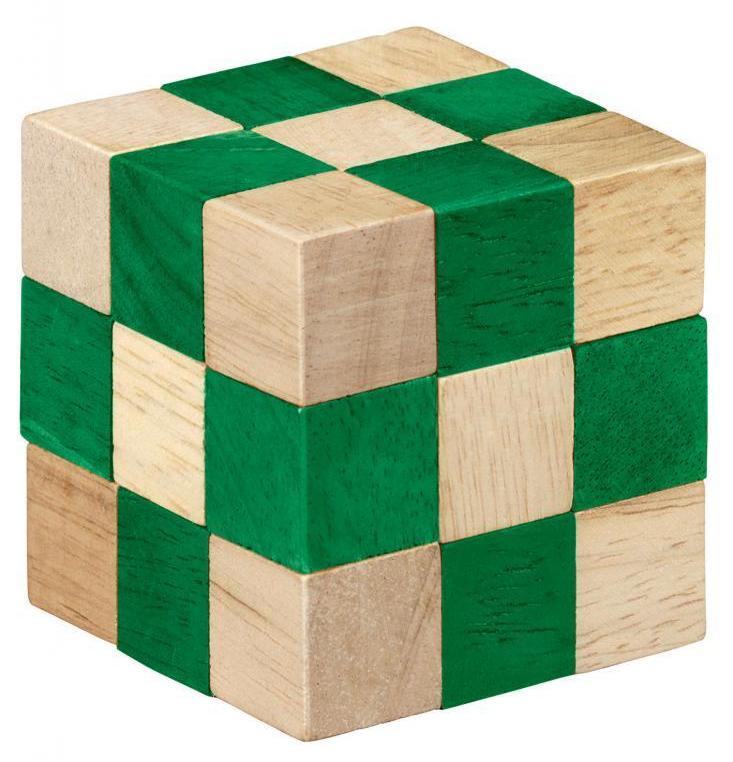 Puzzle logic din lemn: Verde + crem