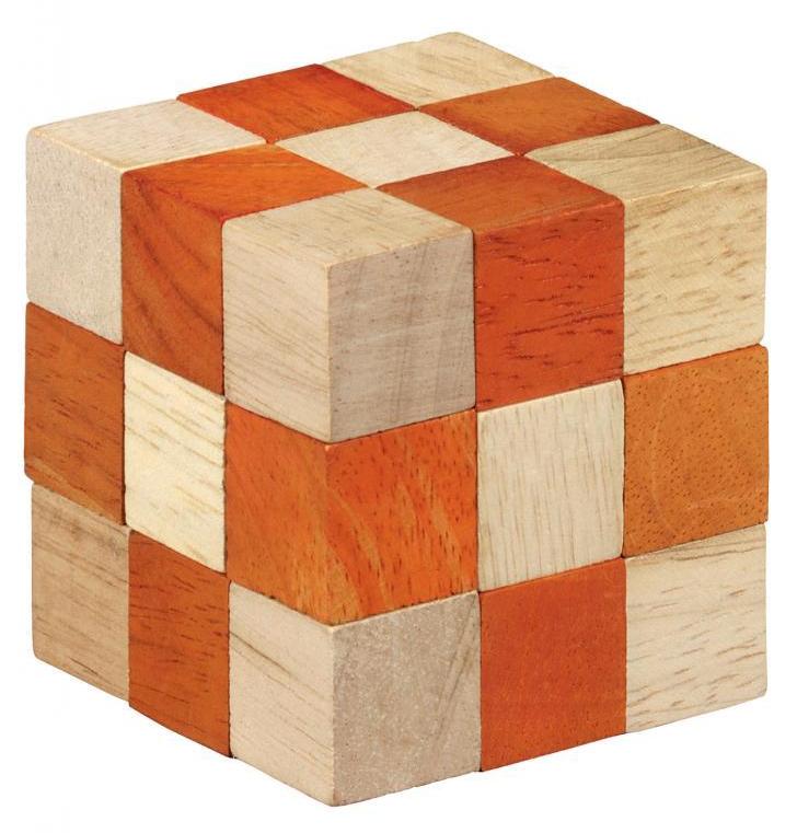 Puzzle logic din lemn: Portocaliu + crem
