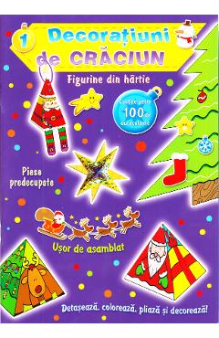 Coperta cărții 'Decorațiuni de Crăciun 1: Figurine din hârtie (mov)'