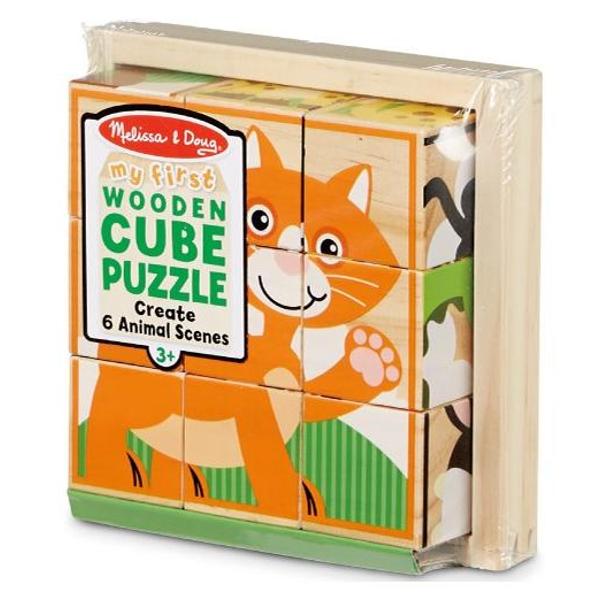 My first wooden cube puzzle. Primele mele cuburi puzzle cu animale
