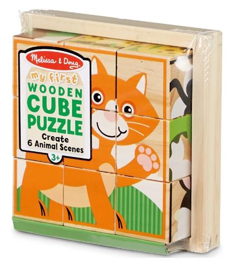 My first wooden cube puzzle. Primele mele cuburi puzzle cu animale