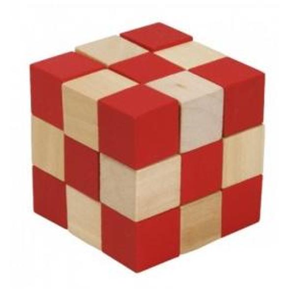 Joc logic din lemn: Cub sarpe (rosu, crem)