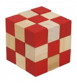 Joc logic din lemn: Cub sarpe (rosu, crem)