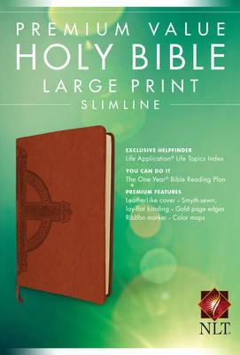 NLT Premium Value Slimline Large Print Bible: Cross Design -  