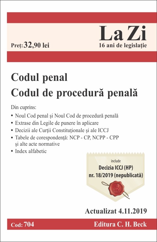 Codul penal. Codul de procedura penala Act. 4.11.2019
