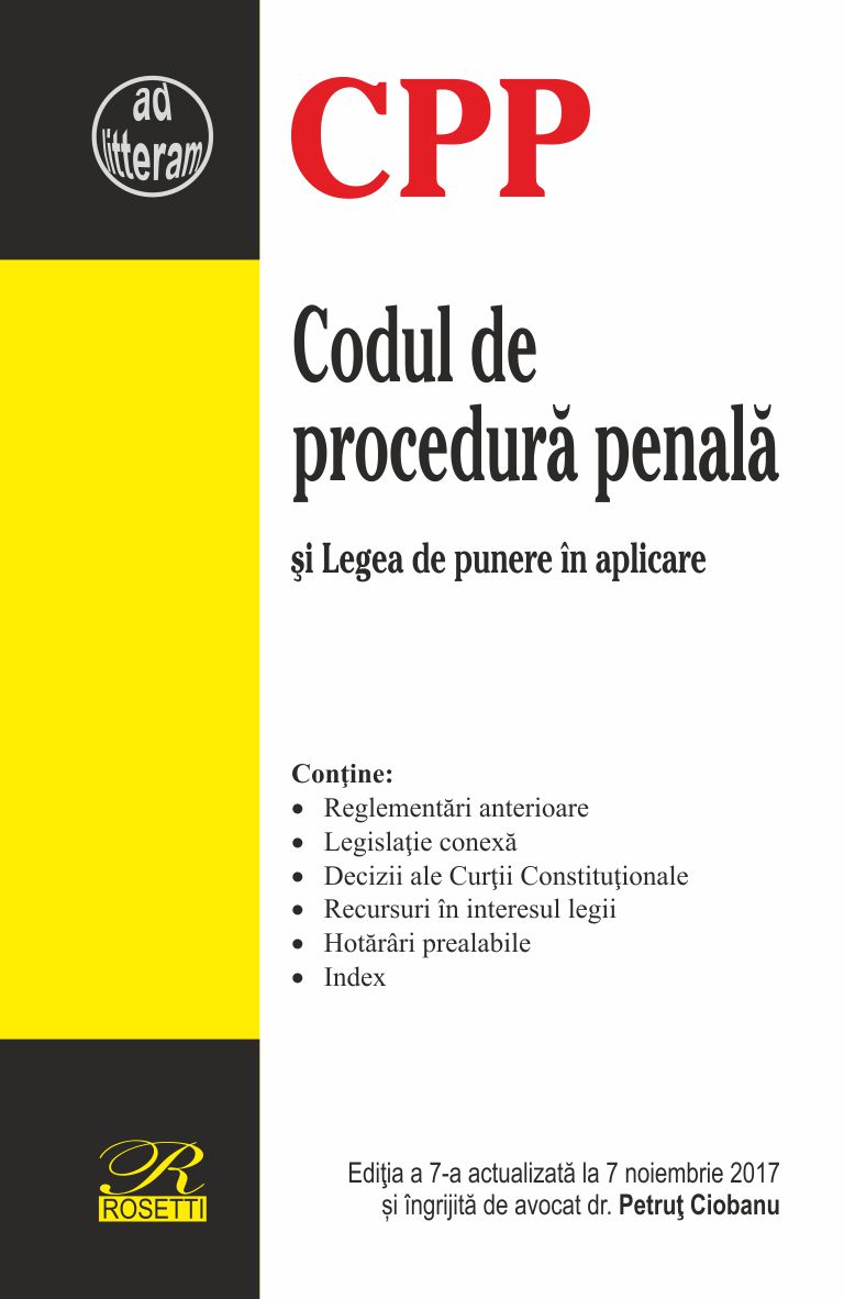 Codul de procedura penala act. 7 noiembrie 2017