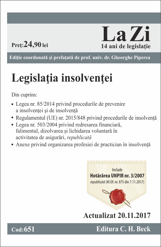 Legislatia insolventei act. 20.11.2017