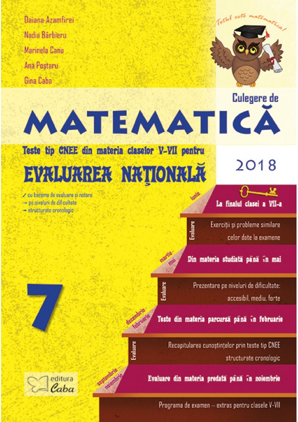 Matematica Clasa a 7-a Evaluare Nationala 2018 - Daiana Azamfirei, Nadia Barbieru