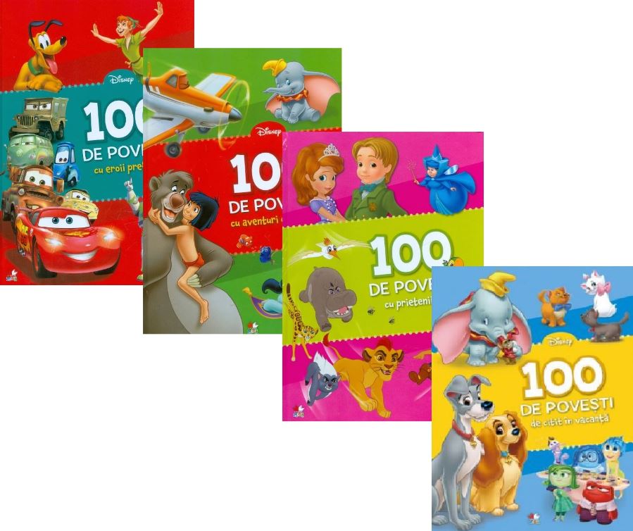 Set 4 carti Disney 100 de povesti cu eroii preferati