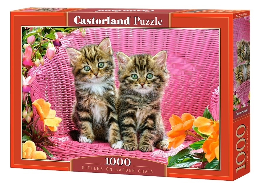 Puzzle 1000. Kittens on Garden Chair