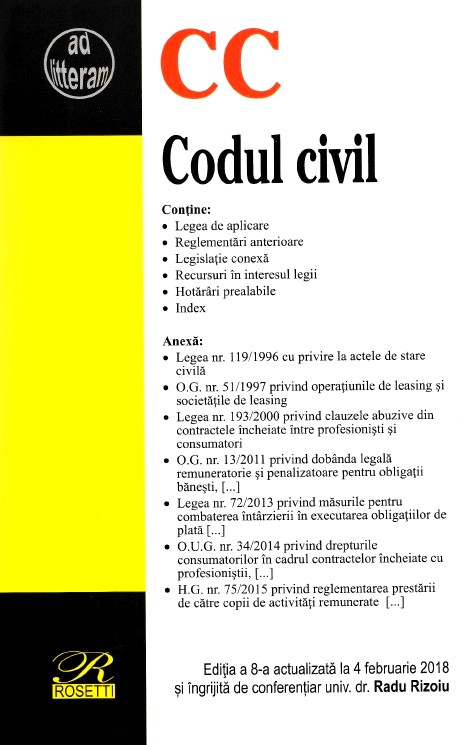 Codul Civil ed.8 act. 4 februarie 2018