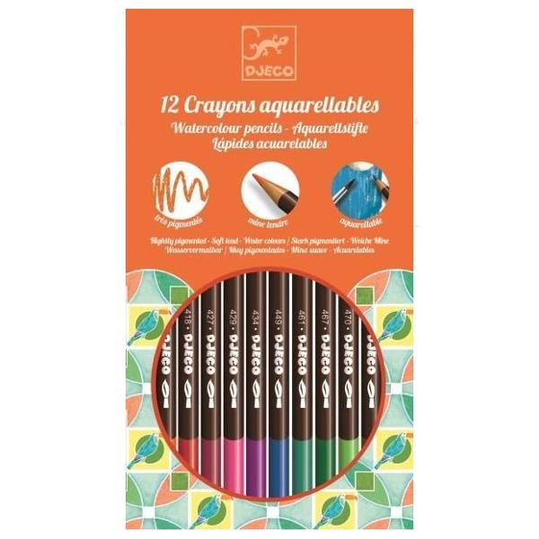 12 Crayons aquarellables. Creioane acuarel