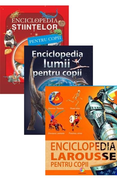 Pachet Enciclopedia lumii pentru copii + Enciclopedia Larousse pentru copii + Enciclopedia stiintelor