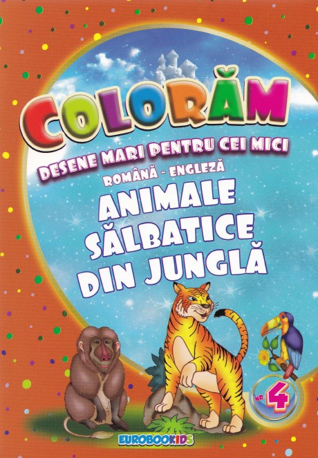 Coloram desene mari pentru cei mici: Animale salbatice din jungla
