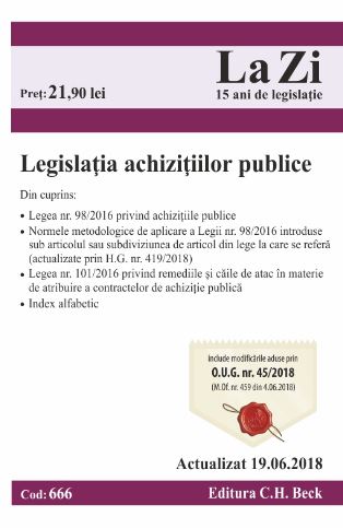 Legislatia achizitiilor publice Act. 19.06.2018