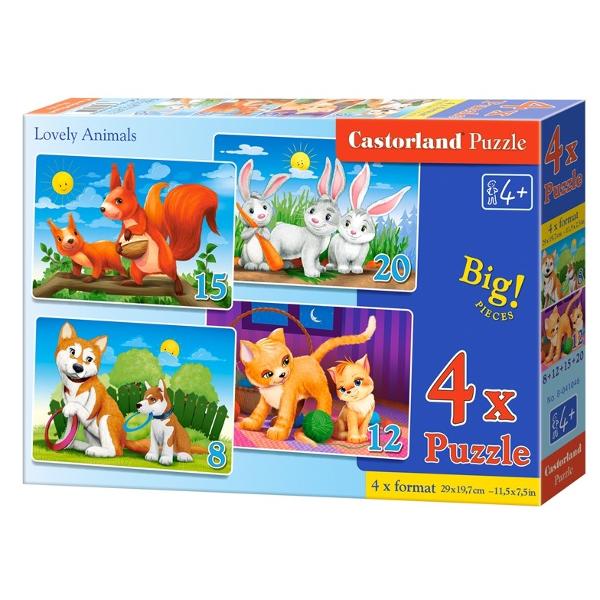 Puzzle 4 in 1. Lovely Animals