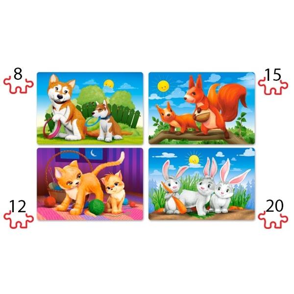 Puzzle 4 in 1. Lovely Animals