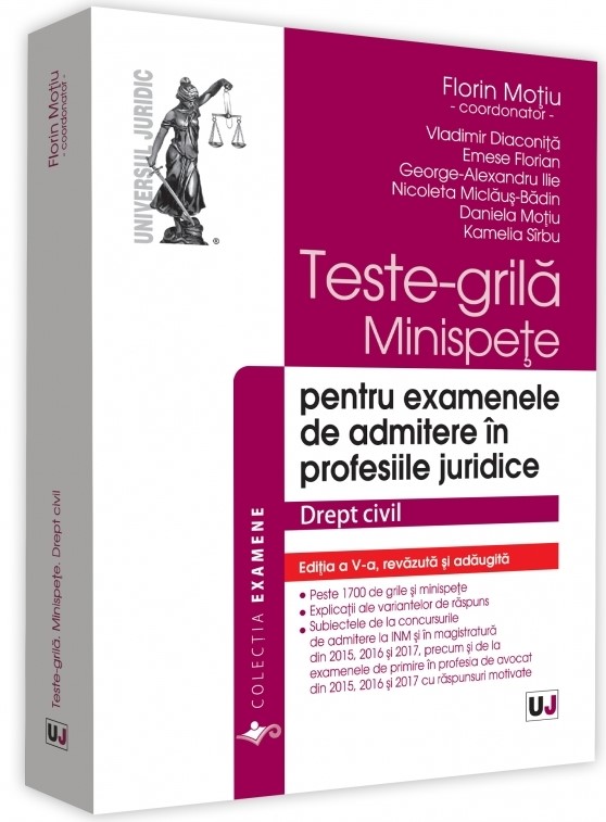 Teste-grila, Minispete pentru examenele de admitere in profesiile juridice. Drept civil ed.5 - Florin Motiu, Vladimir Diaconita