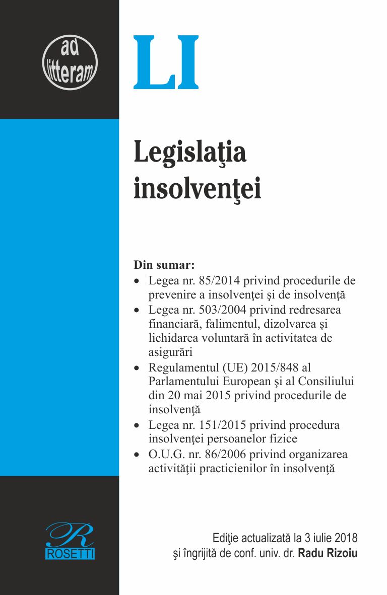 Legislatia insolventei  Act. 3 iulie 2018
