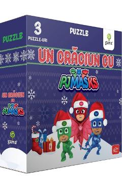 Coperta cărții 'Un Crăciun cu Pj Masks 3 puzzle-uri'