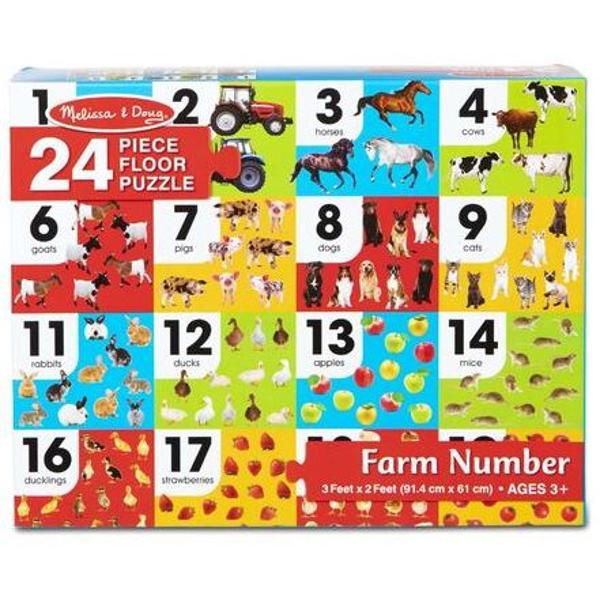 Floor Puzzle Farm Number. Puzzle de podea: Numara animale