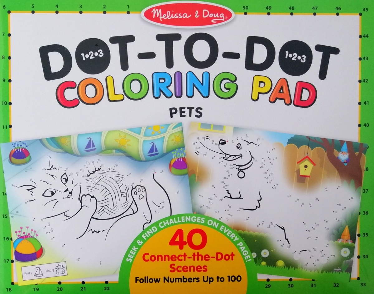 Dot-to-dot colouring pad. Bloc de colorat punct cu punct: Animale