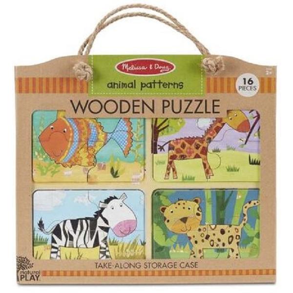 Wooden puzzle. Animal patterns. Set 4 puzzle lemn