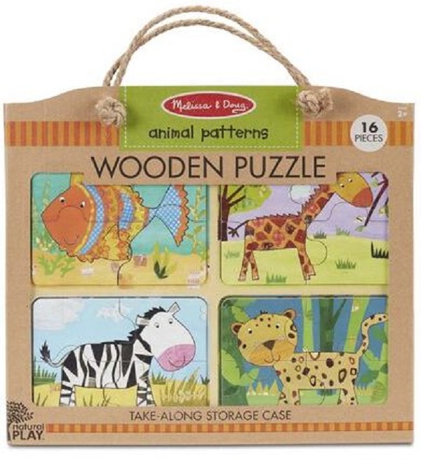 Wooden puzzle. Animal patterns. Set 4 puzzle lemn