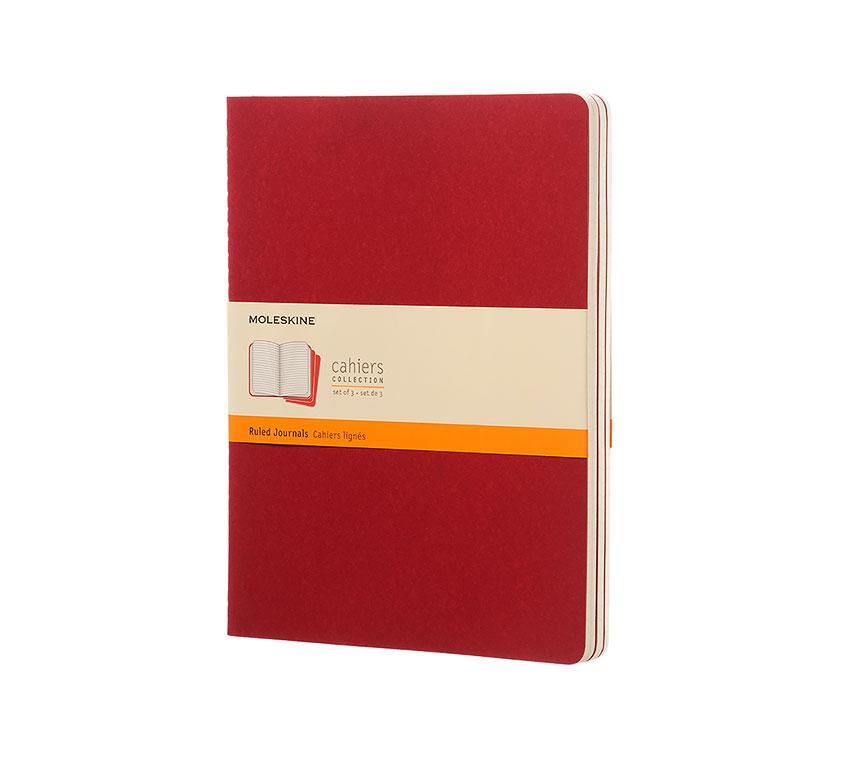 Moleskine Ruled Cahier Xl - Red Cover (3 Set) -  Moleskine