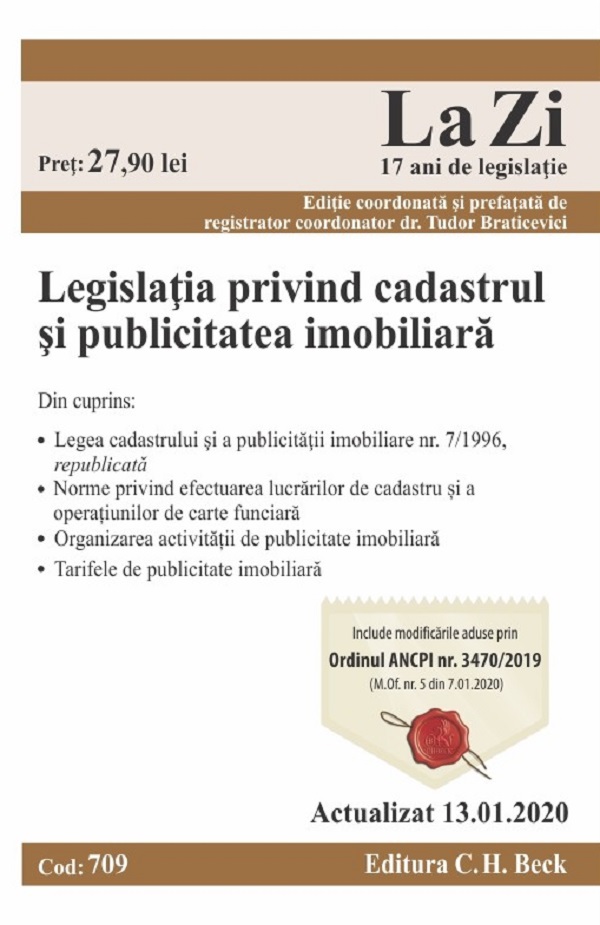 Legislatia privind cadastrul si publicitatea imobiliara Act. 13.01.2020