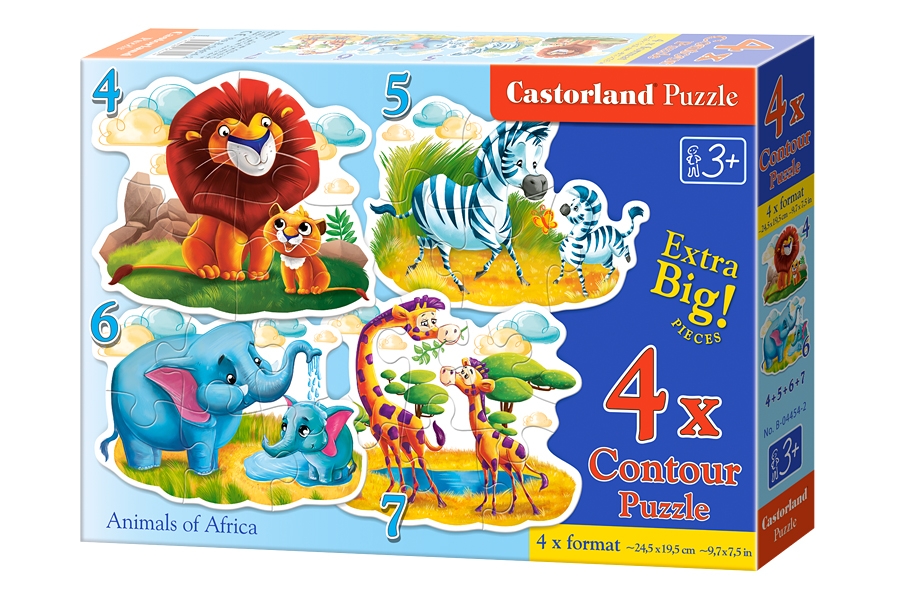 Puzzle 4 in 1. Animals of Africa