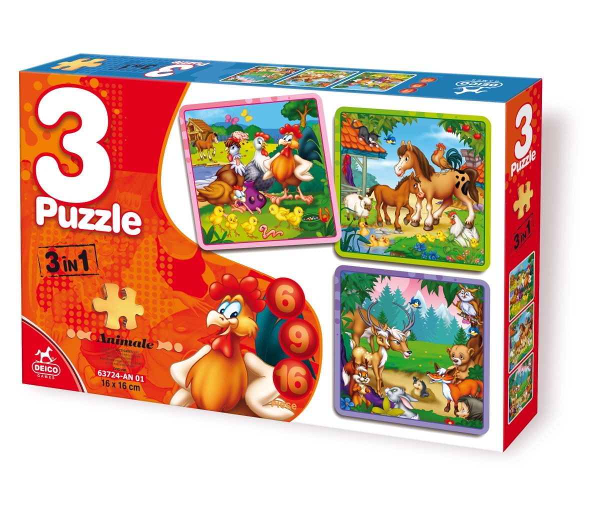 3 in 1 Puzzle: Animale
