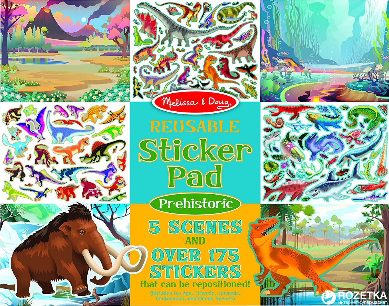 Reusable Sticker Pad, Prehistoric. set de abtibilduri reutilizabile: Lumea preistorica