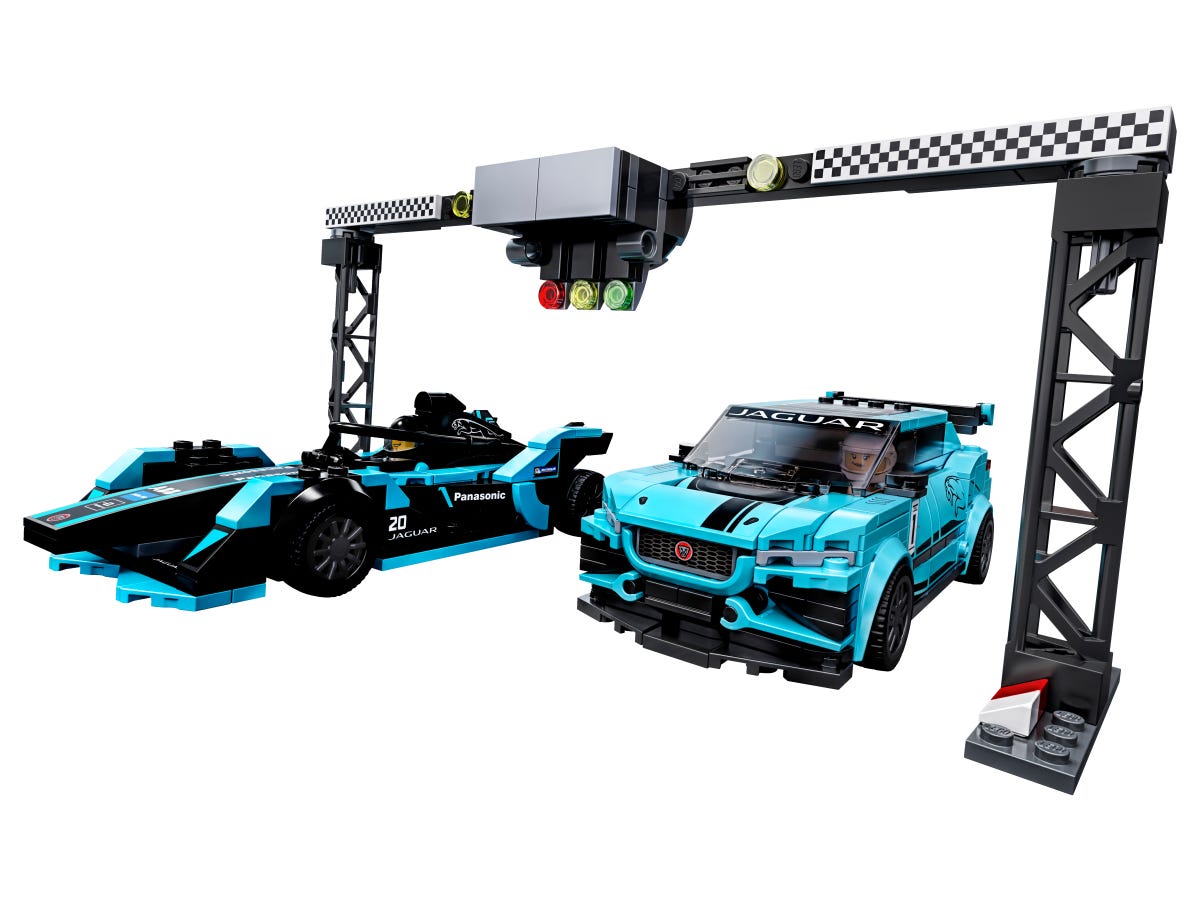 Lego Speed Champions. Formula E Panasonic Jaguar Racing GEN2 car & Jaguar I-PACE eTROPHY