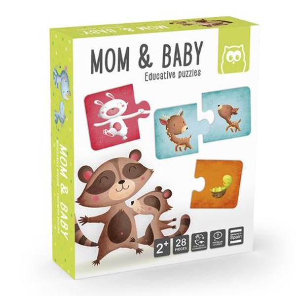 Mom and Baby. Puzzle educativ Montessori - Mama si puiul