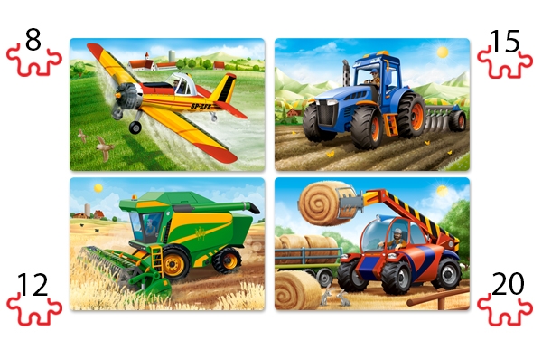 Puzzle 4 in 1. Agricultural machines
